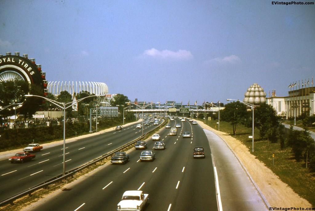 Freeway through New York World's Fair - 1965 - EvintagePhotos